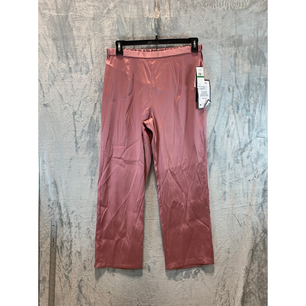 Alex Evenings Rose Satin Wide Leg Pants Petite Large NWT 8238096 Pink Formal